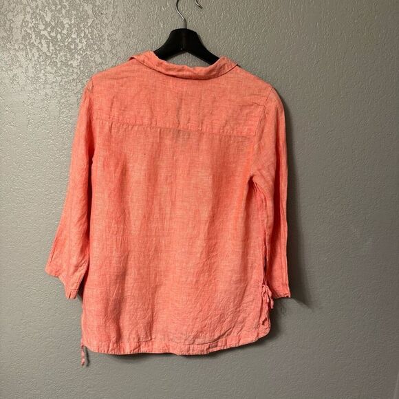 Sigrid Olsen 100% Linen Popover Blouse Top Size Small - Picture 5 of 5